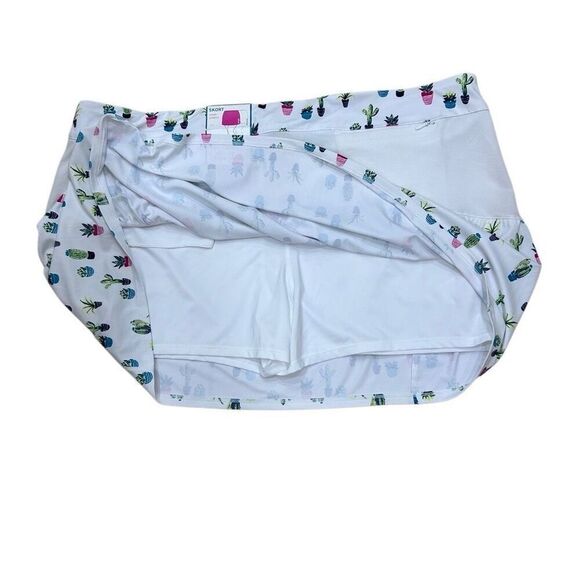 NWT Lillie Green Athletic Skort 2X White Plant Cactus Print Pull-on Tennis Golf - Picture 6 of 12
